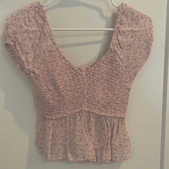 PINK PEPLUM CROP TOP - Picture 1 of 1